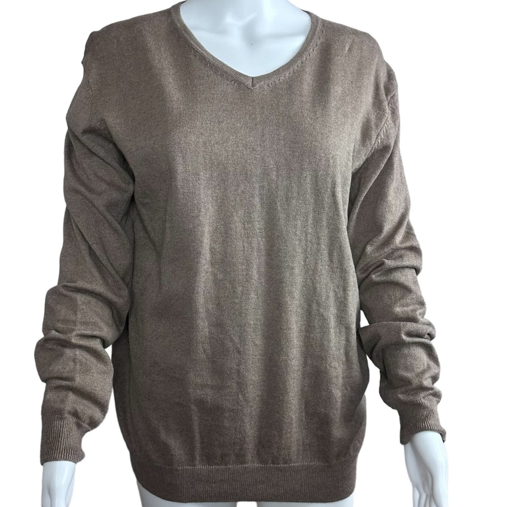 Hickey Freeman New York Size Large Color Camel v-neck Sweater - Picture 2 of 7